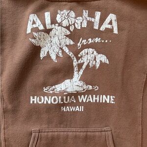 Honolua Wahine Aloha Hoodie - soft chocolate brown with white